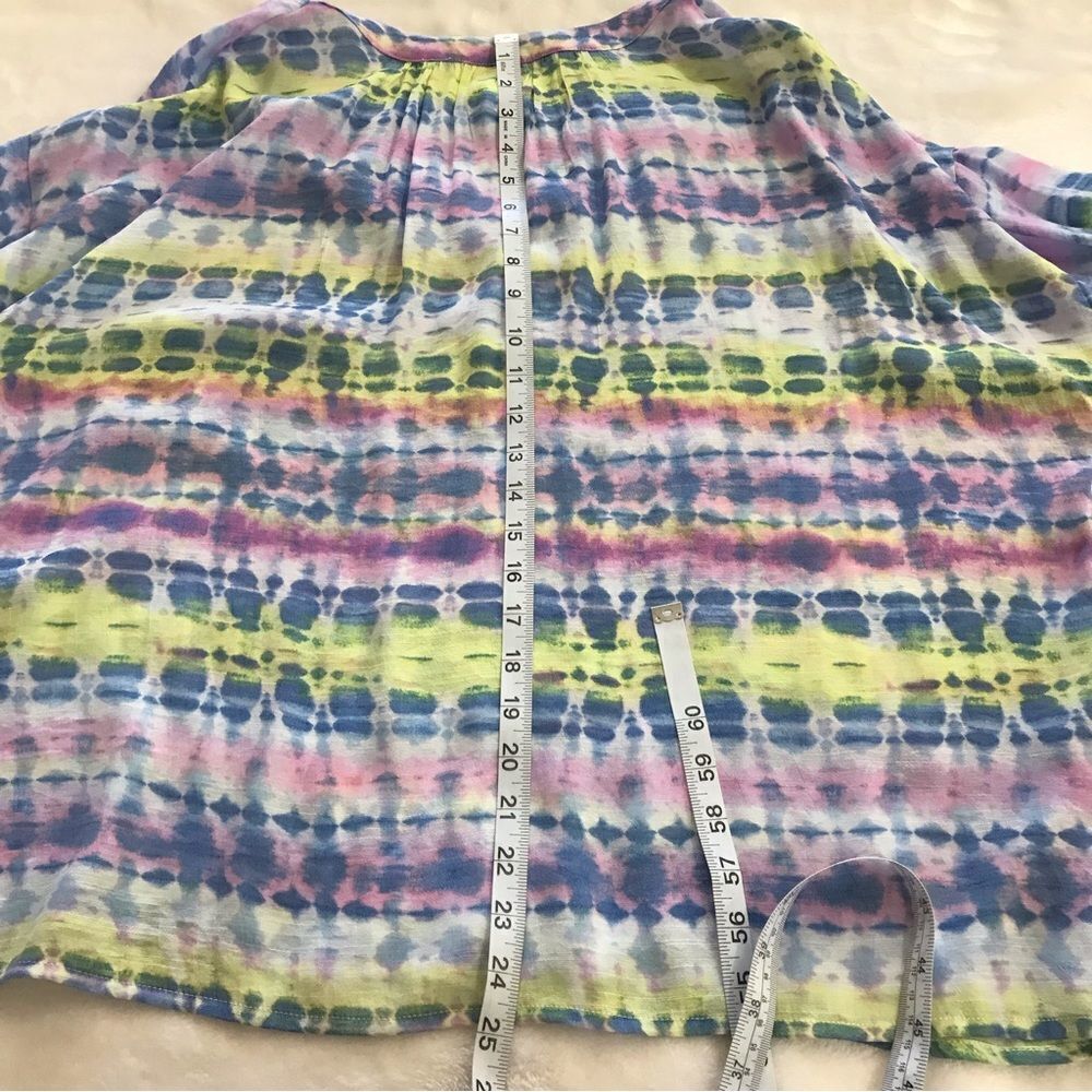 Ruby Rd. Pastel tie dye split neck blouse size L - Picture 8 of 9